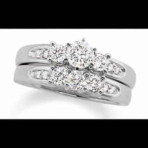1 ct Diamond Past present future Bridal set